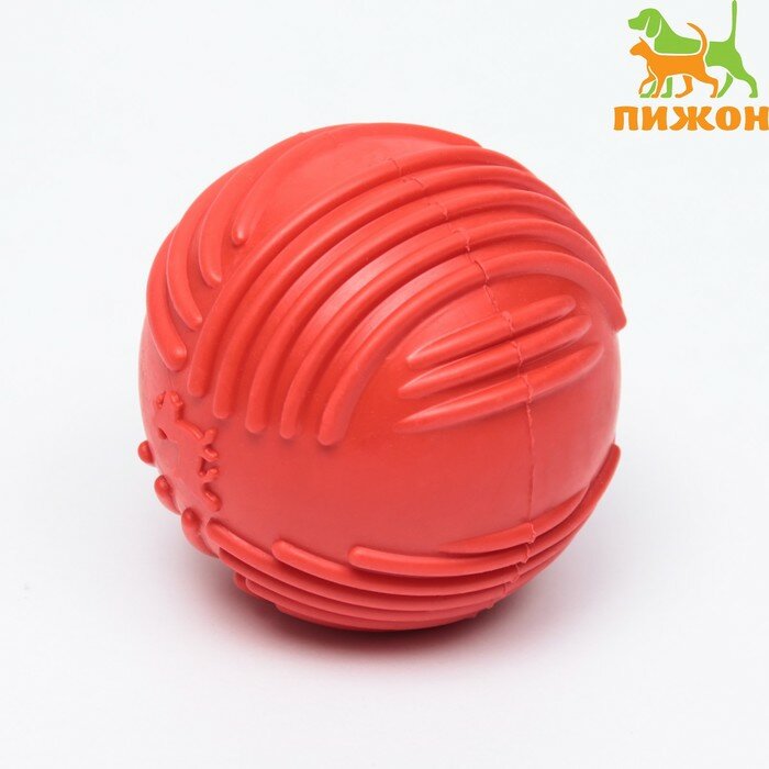 фото Мяч рифленый "Суперпес", TPR, 6,5 см, красный