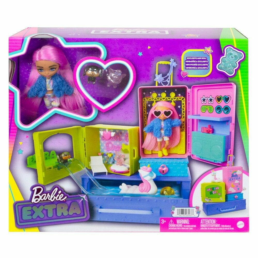 Игровой набор Mattel Barbie Экстра Мини-кукла с питомцами HDY91