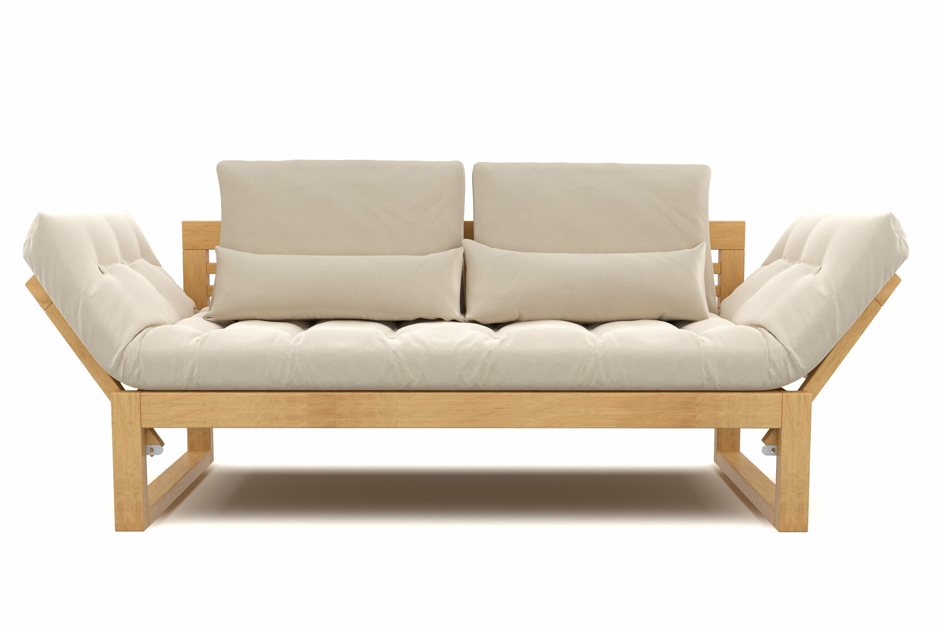 Садовый диван кушетка Soft Element Бьерк, бежевый, массив дерева, раскладной, с подушками, рогожка, на террасу, на веранду, для дачи, для бани - фотография № 13