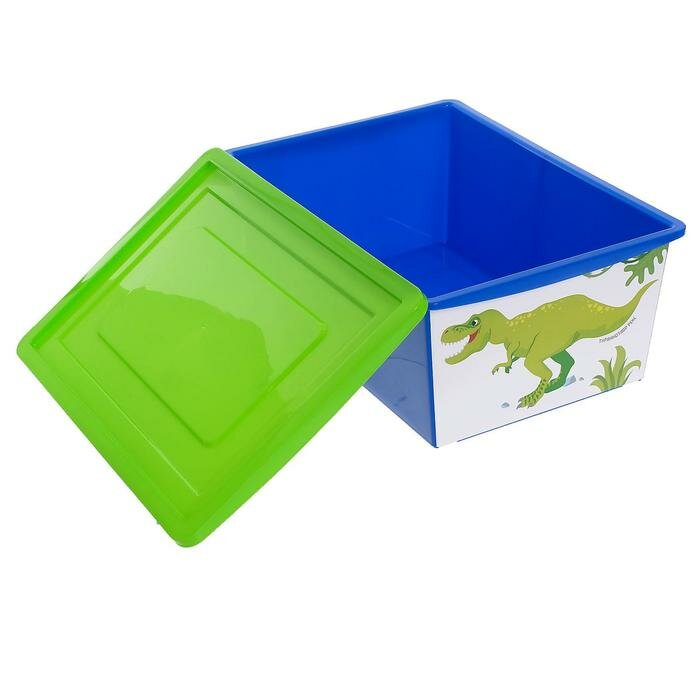 Соломон Ящик для игрушек, с крышкой, «Дино. Тирекс», объём 30 л, цвет синий - фотография № 3