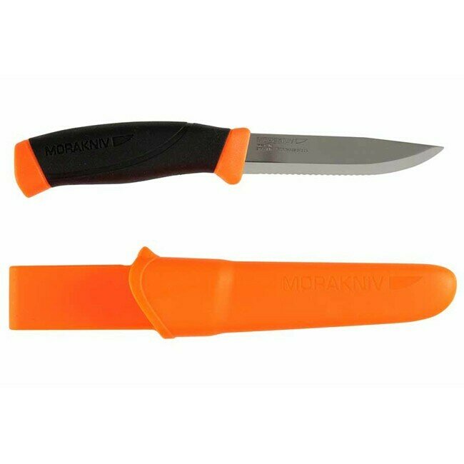 Нож Morakniv Companion SRT, серейтор 2/3, нержавеющая сталь, клинок 104мм, сигнальный оранжевый