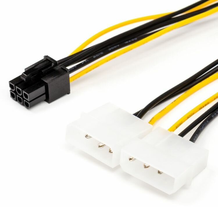 Кабель 6 pin to 2 molex (Video power), AT6185