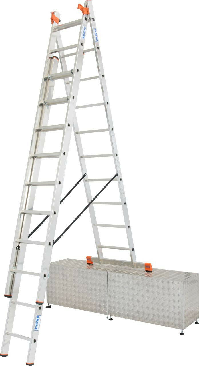 Лестница трехсекционная универсальная алюминиевая с функцией лестничных пролетов TRIBILO KRAUSE MONTO 3x10* 129765, 121240