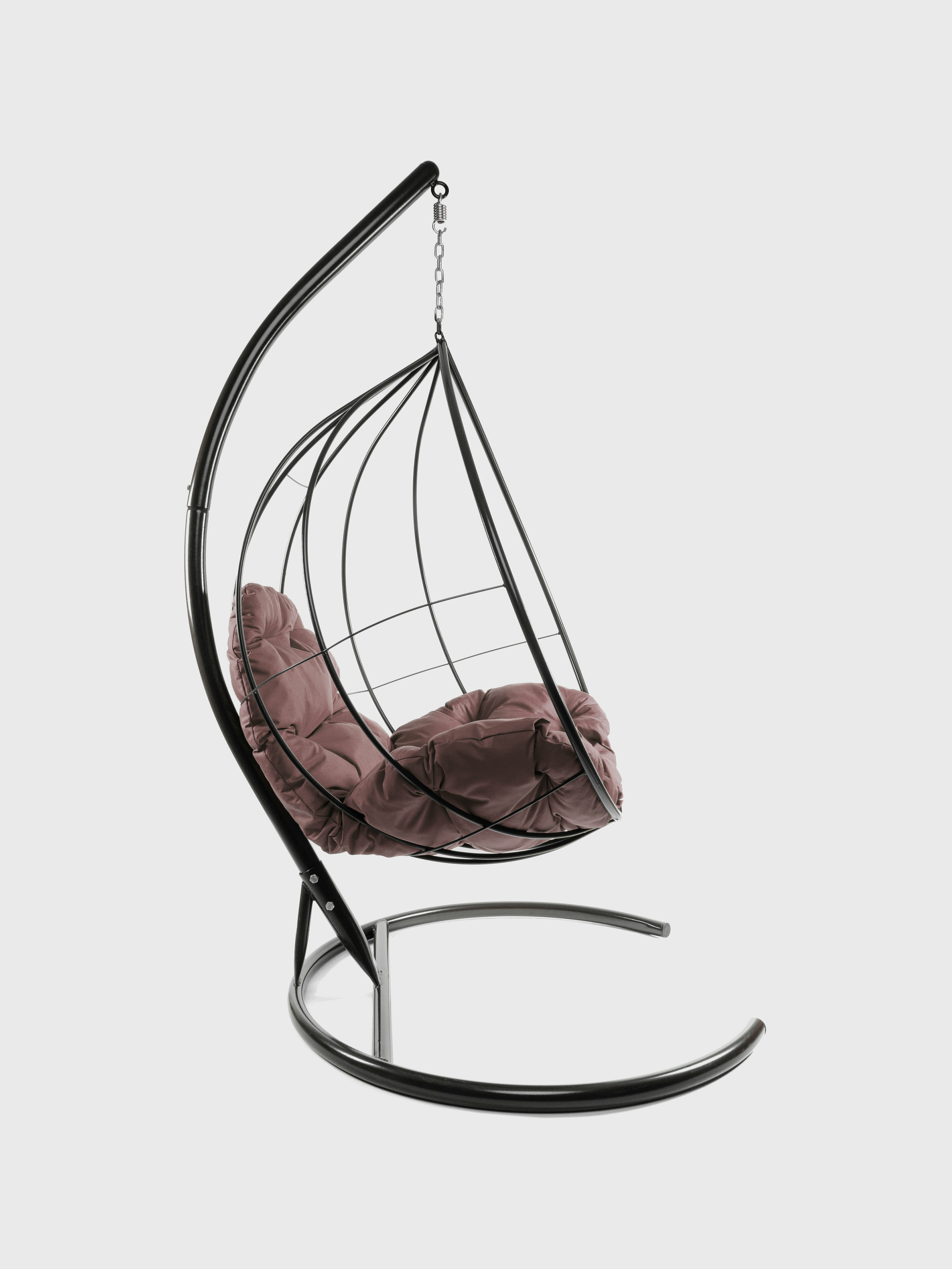 Подвесное кресло без ротанга коричневое, коричневая подушка - фотография № 6