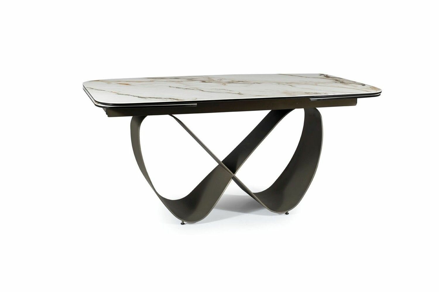 Стол обеденный Signal INFINITY Ceramic 160 раскладной (белый Amber Bianco/коричневый) - фотография № 2