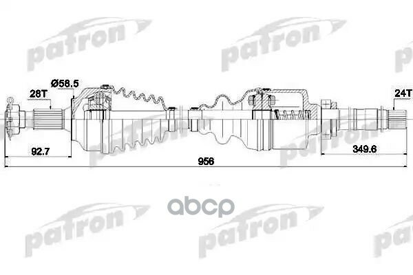 Полуось Прав Peugeot: 407 1.6Hdi/1.8/2.0 04> Citroen: C5 1.6Hdi/1.8/2.0 08> PATRON арт. PDS4580