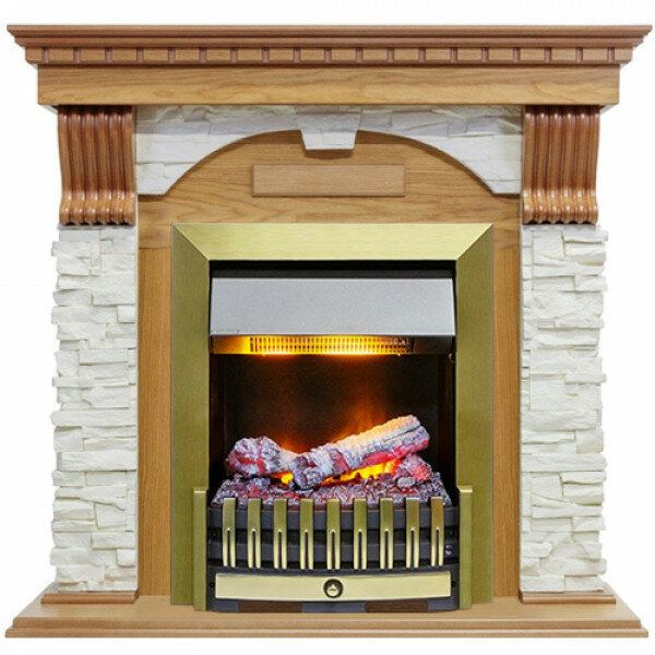 Электрокамин Dimplex Dublin с очагом Danville Antique Brass сланец белый/дуб