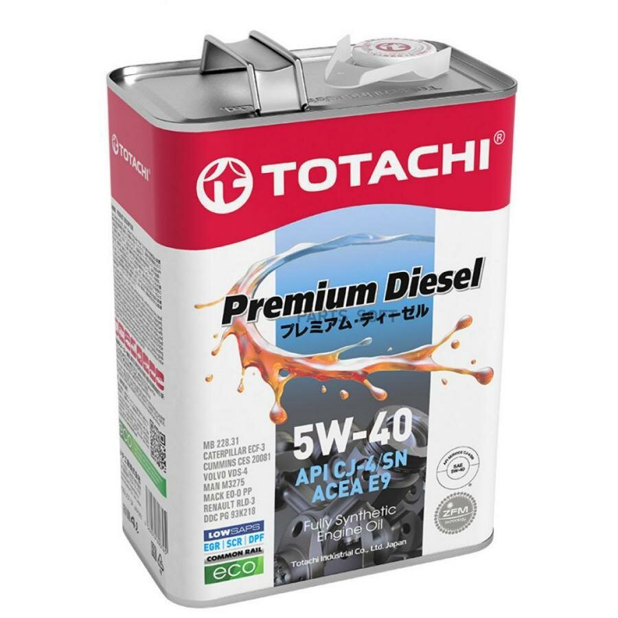 масло моторное totachi premium diesel fully synthetic cj-4/sm 5w-40 синтетическое 4 л 4562374690745