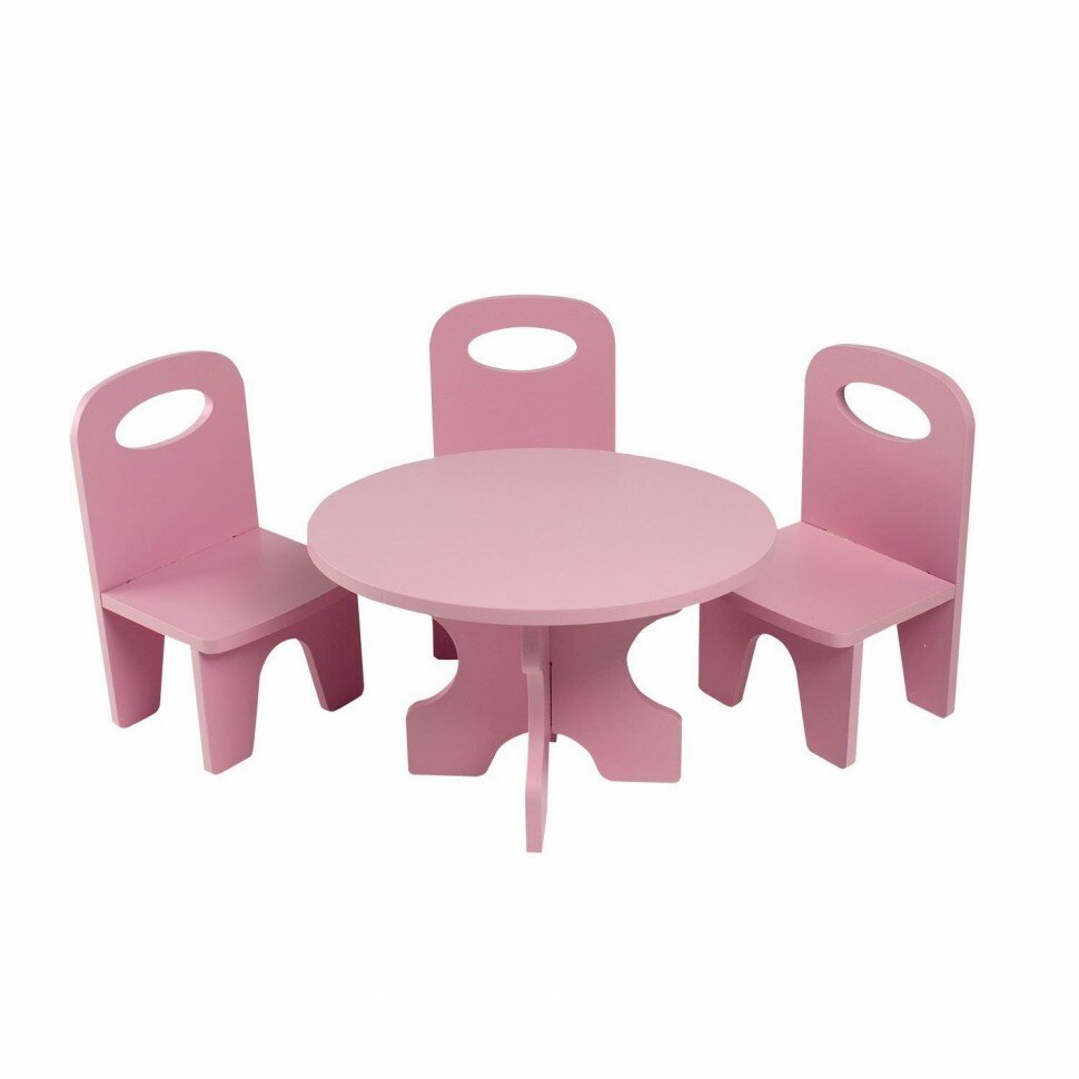 Набор мебели для кукол Классика: стол стулья, цвет: розовый Paremo PFD120-38