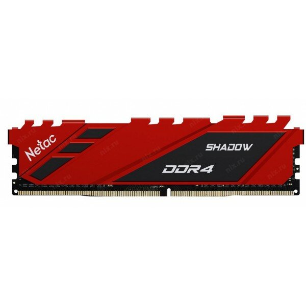 Память DDR IV 08GB 3200MHz Netac Shadow CL16 1.35V / NTSDD4P32SP-08R / Red / with radiator