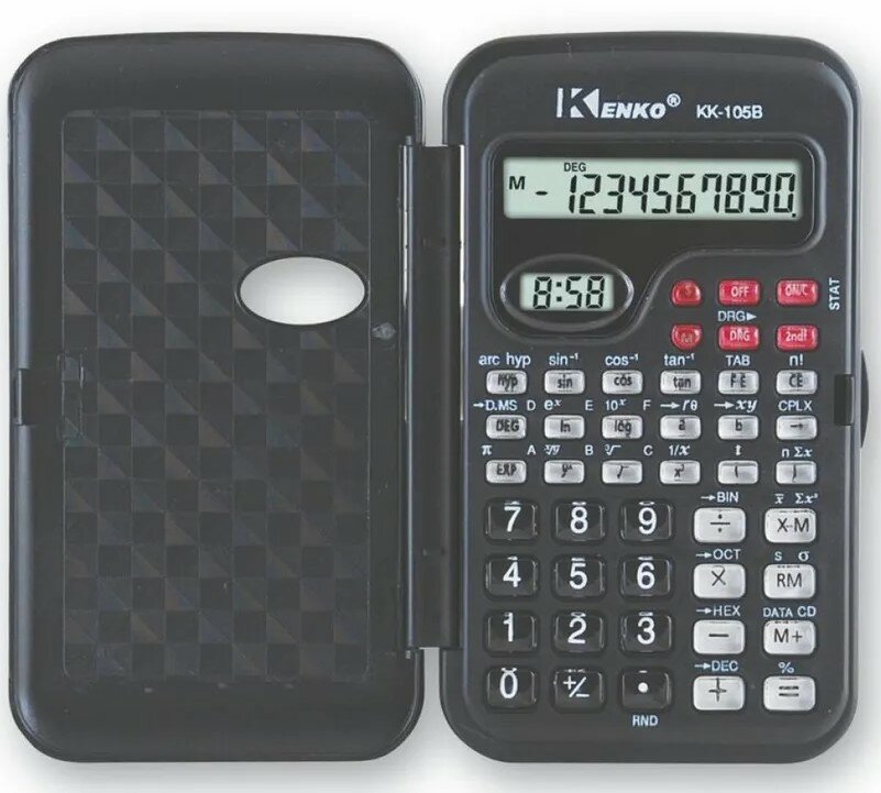 Калькулятор BASIR KK-105B 10 разрядный с крышкой с часами 133х78х14
