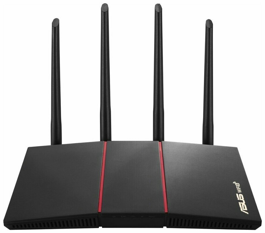 ASUS Беспроводной маршрутизатор ASUS RT-AX55 WiFi 1201Мбит/сек. + 574Мбит/сек. + 4 порта LAN 1Гбит/сек. + 1 порт WAN 1Гбит/сек. (ret)