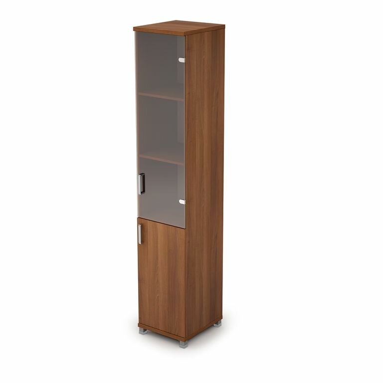 Шкаф для документов узкий ( 1 малая дверь ЛДСП 1 средняя дверь стекло бронза) AVANCE ALSAV 6П.005.3 Шамони темный 400х450х2116