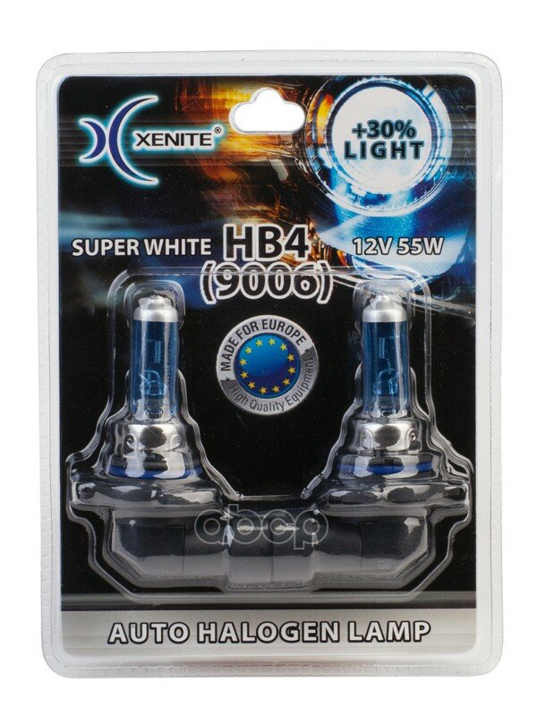 1007041_лампа! Галогенная Hb4 9006 P22d 12v 55w (Super White+30%) (Блистер 2шт.) Xenite арт. 1007041