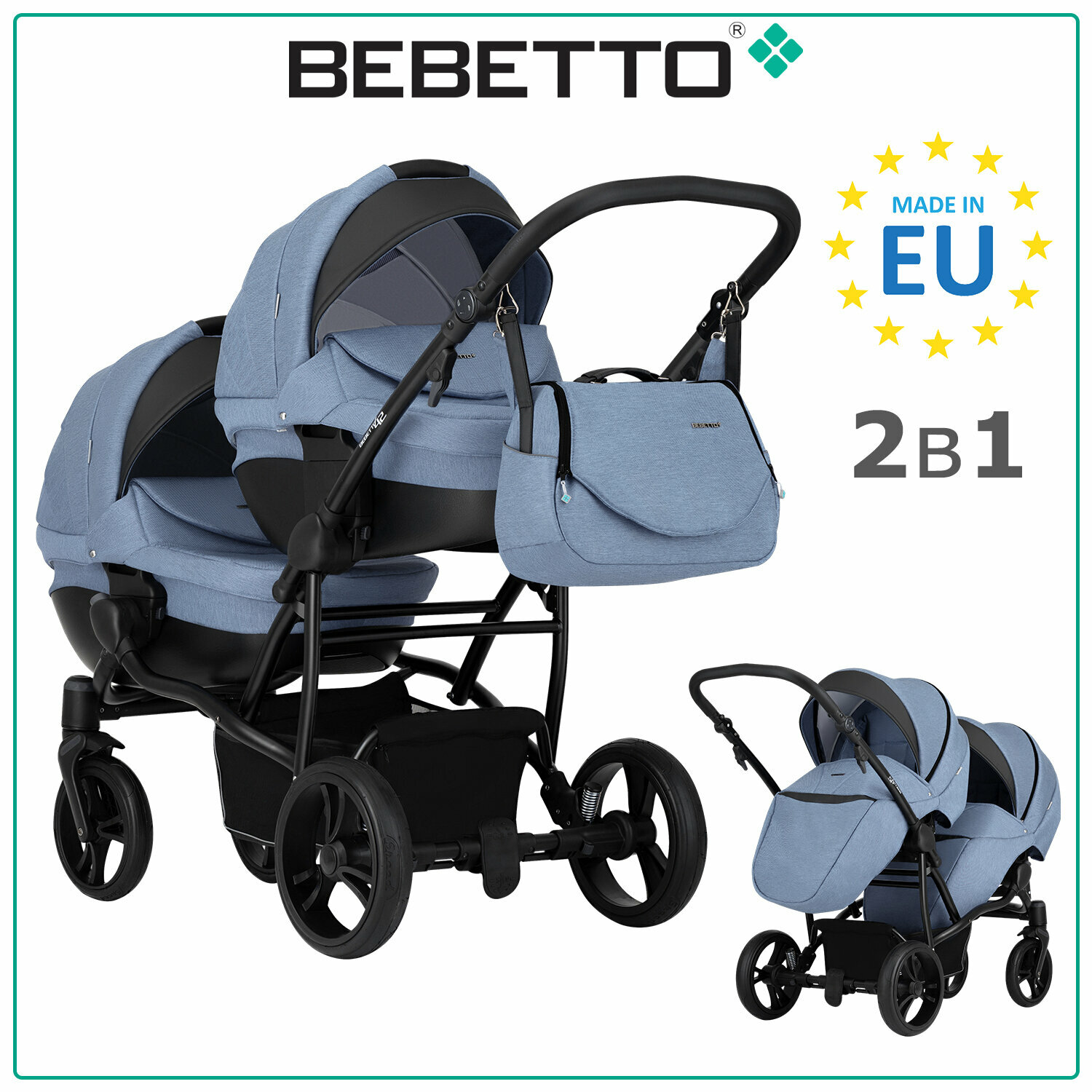 Коляска для двойни Bebetto42 Comfort (2 в 1) 02_CZA