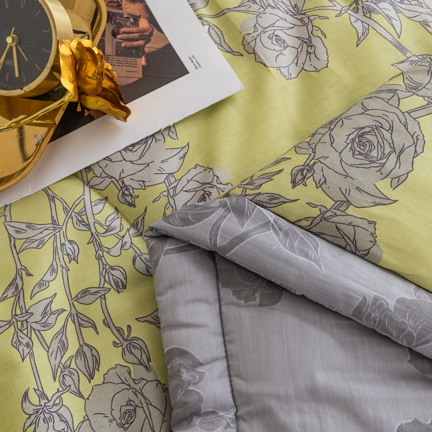 Комплект постельного белья Сатин с Одеялом 100% хлопок на резинке OBR121 - фотография № 10