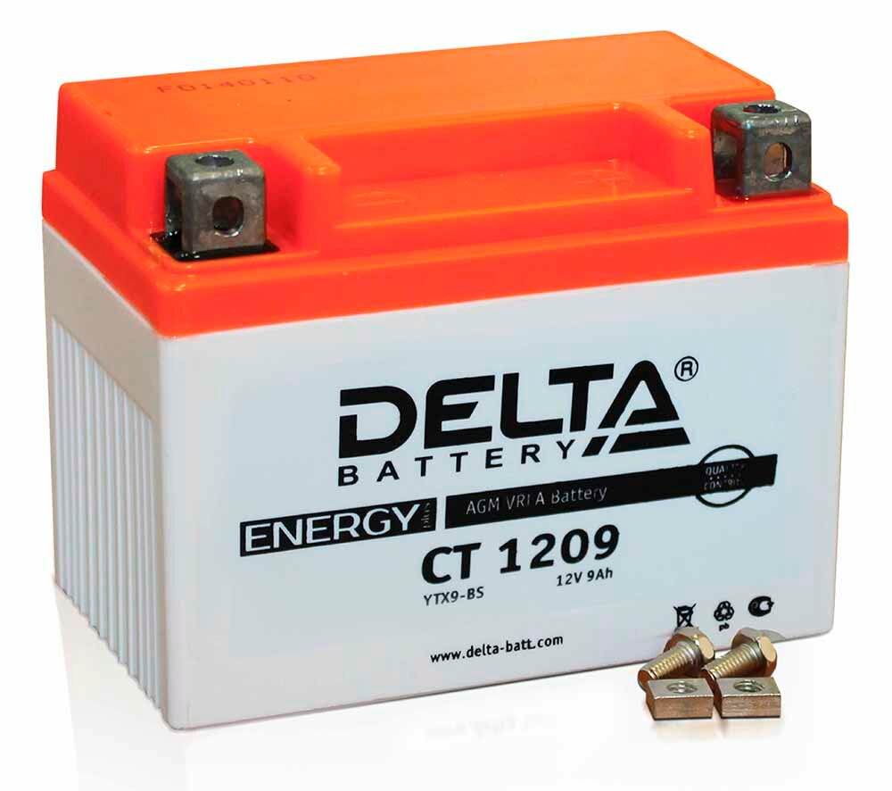 Аккумулятор (мото) 12V Delta CT 1209 9Ah135 клеммы под винт 152х87х107