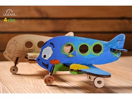Деревянная модель-раскраска для детей UGears 4Kids Аэроплан (Airplane)