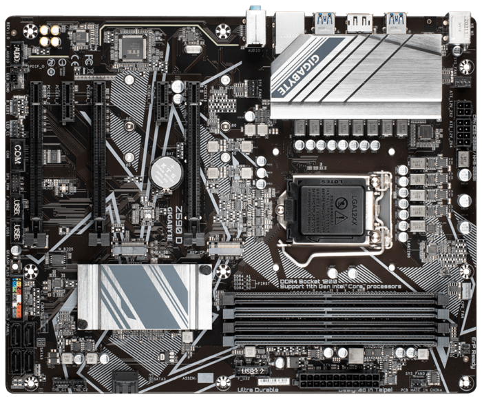 GIGABYTE Материнская плата Socket1200 GIGABYTE Z590 D (iZ590, 4xDDR4, M.2, SATA III, RAID, 3xPCI-E, DP, 1Гбит LAN, USB3.2, ATX) (ret)