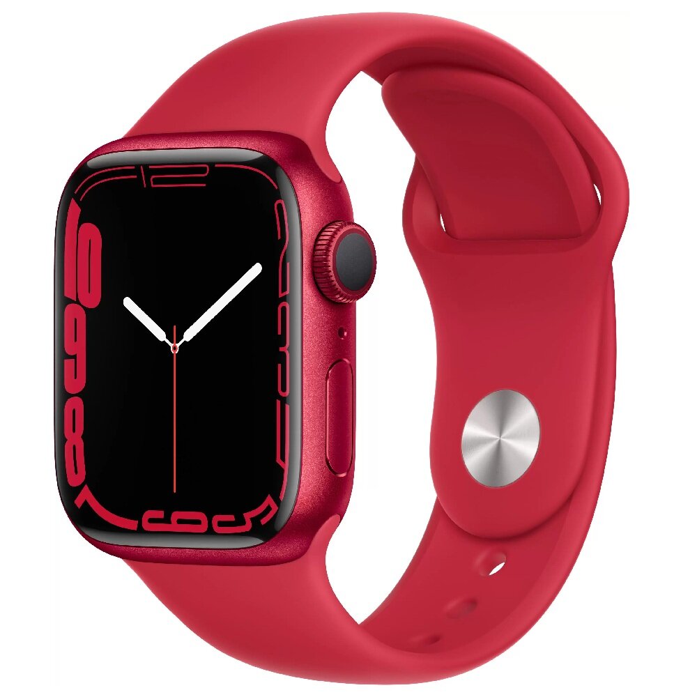 Часы Apple Watch Series 7 GPS 41mm Aluminum Case with Sport Band (MKN23) ((PRODUCT)RED Aluminium Case with Red Sport Band)