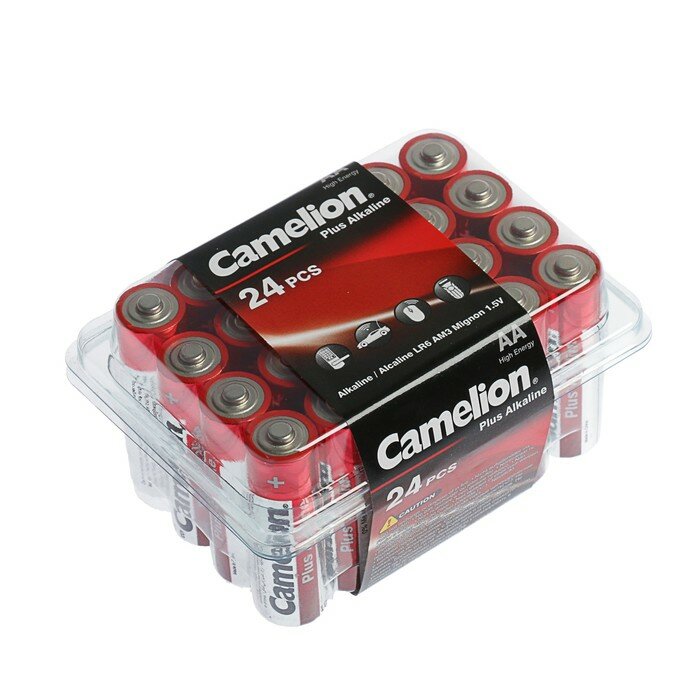 Батарейки Camelion Батарейка алкалиновая Camelion Plus Alkaline, AA, LR6-24BOX (LR6-PB24), 1.5В, набор 24 шт.