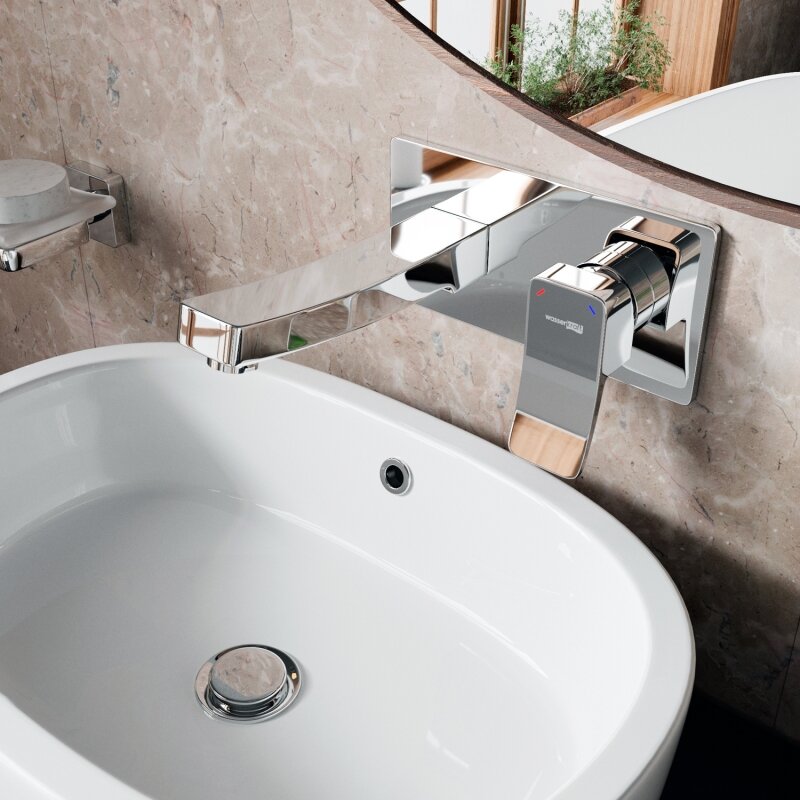 Встраиваемый смеситель для раковины WasserKRAFT Aller 10630 из латуни с хромоникелевым покрытием