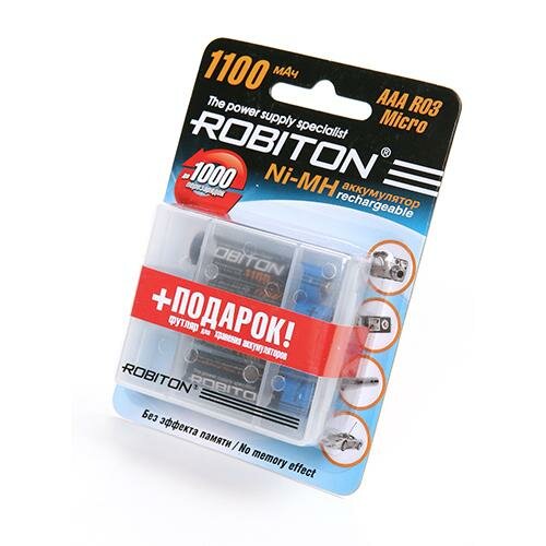 Аккумулятор Robiton AAA 1100mAh Ni-Mh BL4 Box 100MHAAA-4/box, 4шт.