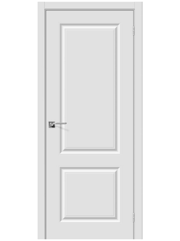 Межкомнатная дверь Скинни-12 П-23 Белый винил Bravo  ПВХ плёнка глухая белая 550x1900