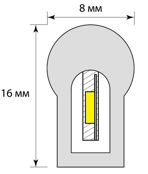 50м. Неоновая лента дневного цвета 2835, 6500К, 8W, 220V, 120LED/m, IP67 Uniel ULS-N21-2835-120LED-m-8mm-IP67-220V-8W-m-50M-DW -(UL-00002924) - фото №2