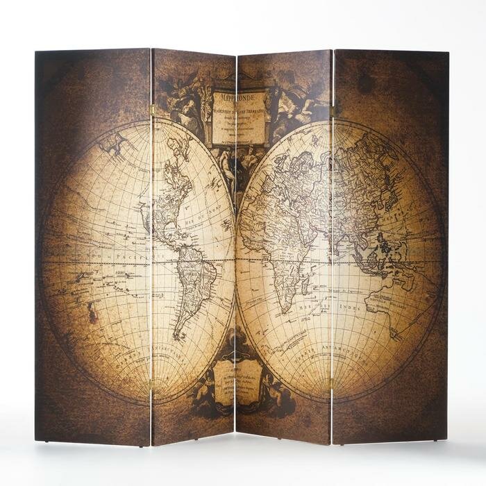 Ширма "Старинная карта мира" 200 х 160 см