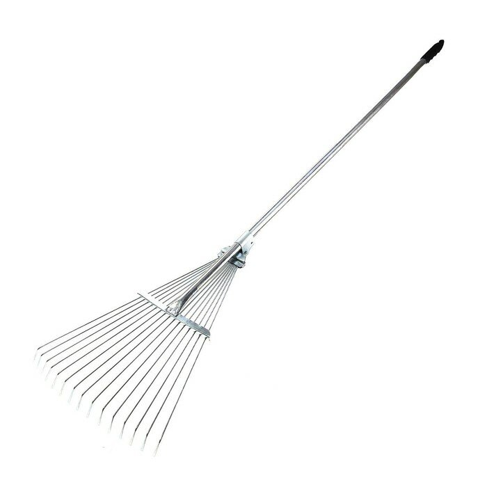 фото Грабли веерные, проволочные, 15 зубцов, металл, раздвижные, металлический черенок