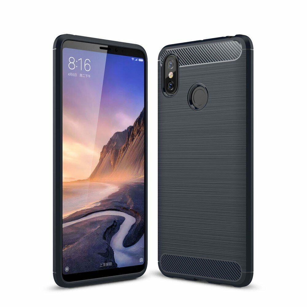 Чехол-накладка Carbon Fibre для Xiaomi Mi Max 3 (темно-синий)