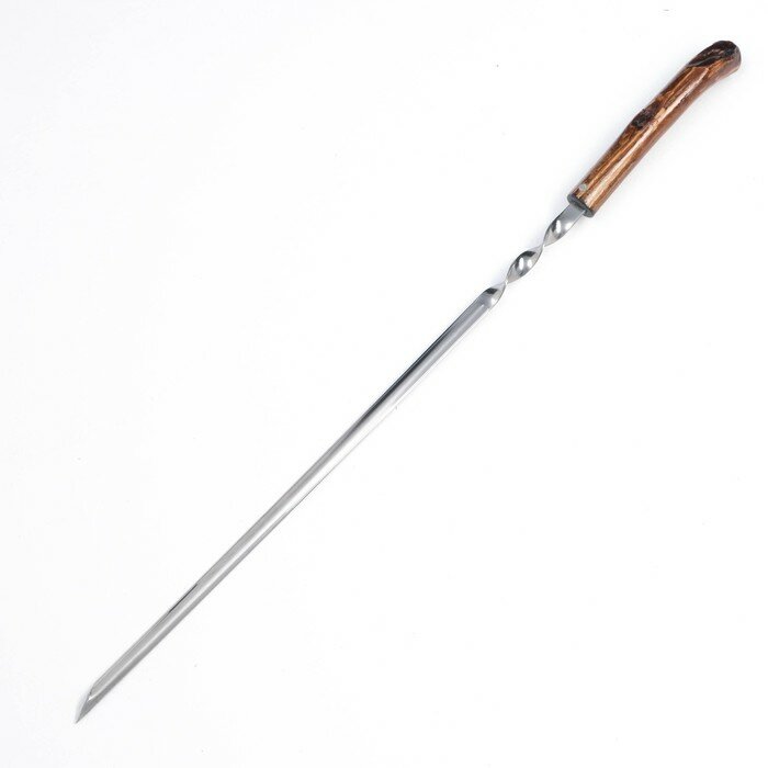 Шампур уголок, с деревянной ручкой "Эко" рабочая часть - 40 см, 63 х 1.2 см, сталь - 2 мм, - фотография № 2