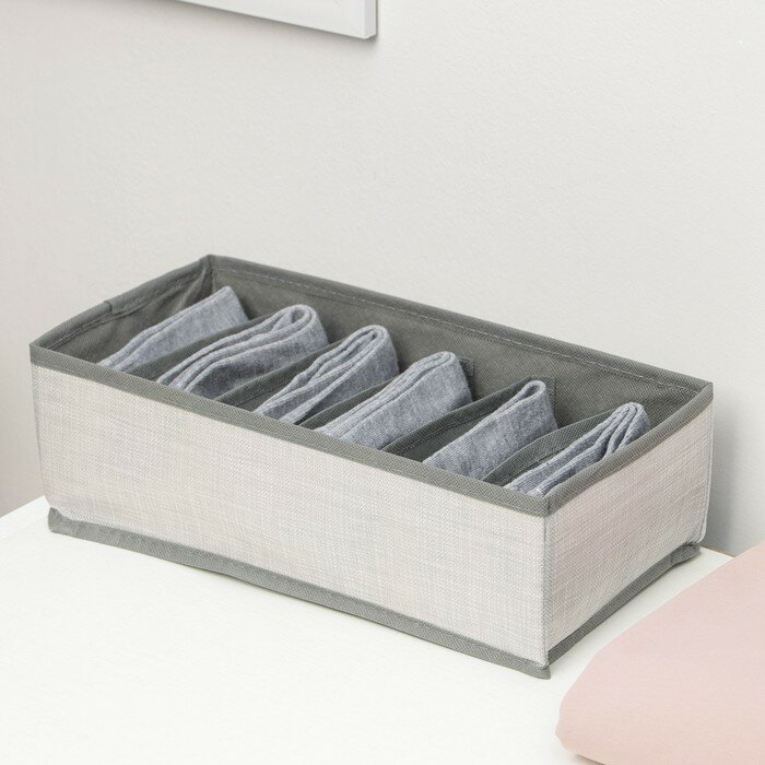 Органайзер для белья «Нить», 6 отделений, 32,5×15,5×10 см, цвет серый - фотография № 1