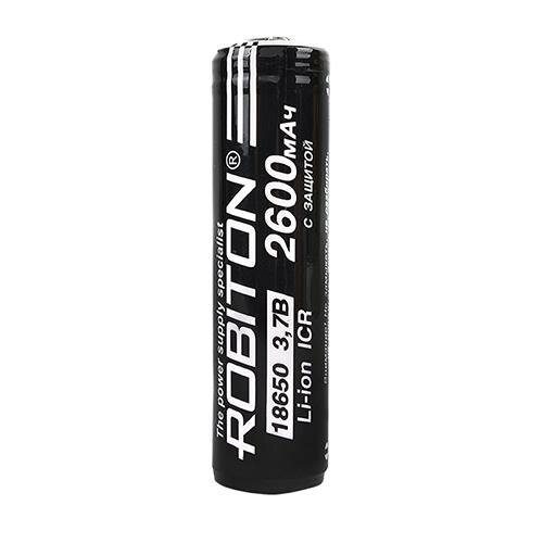 Аккумулятор Robiton 18650 ICR 3.7V Li-ion 2600mAh Protected 18650-2600, 1шт.