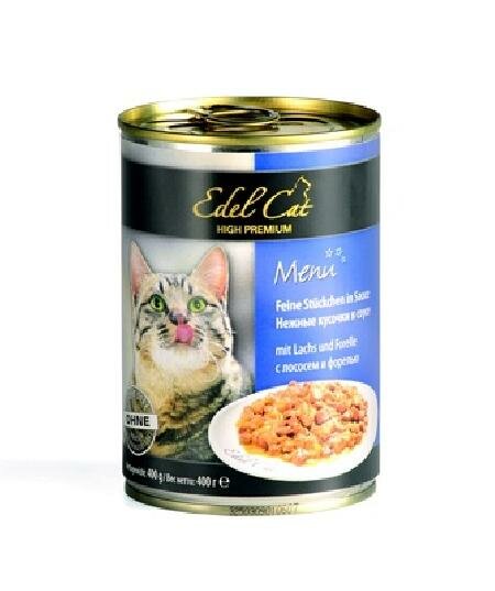 Edel Cat Нежные кусочки в соусе: лосось и форель 0,4 кг 21795 (6 шт)