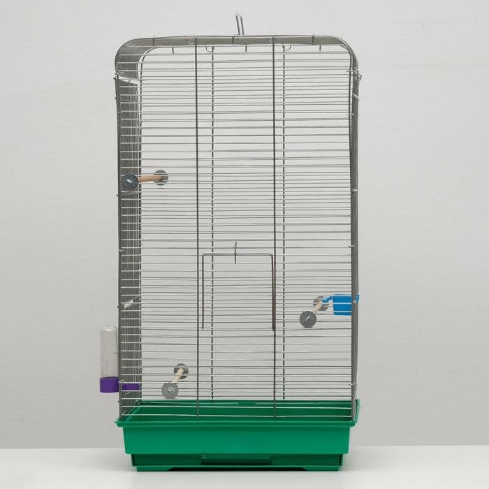Пижон Клетка для птиц "Пижон" №102, хром, укомплектованная, 41х30х76 см, изумрудная - фотография № 7