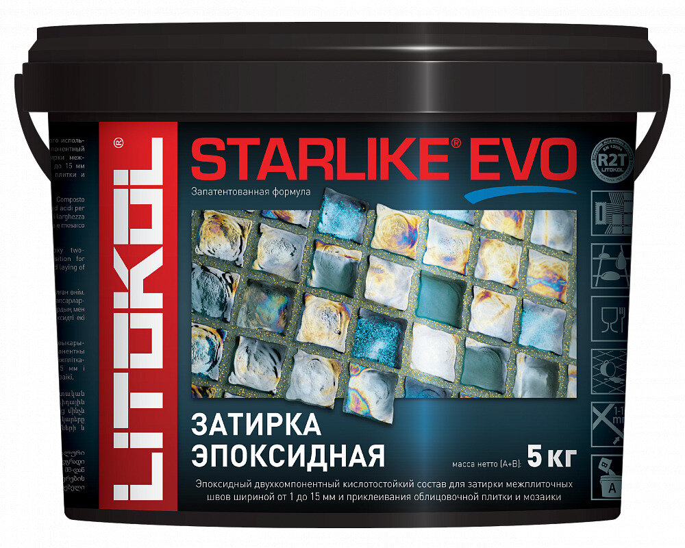 Эпоксидный состав для укладки и затирки мозаики LITOKOL Starlike Evo S.105 цвет Белый титанио 5 кг