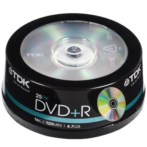 DVD+R 4.7GB TDK 16x (упаковка 25шт. на шпинделе)