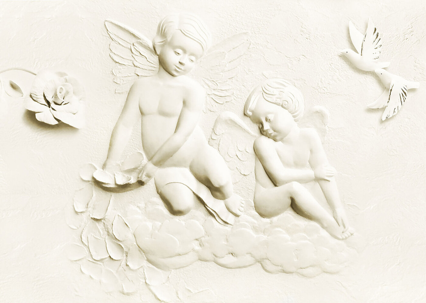 Декоративное панно Барельеф Ангелочки мрамор 3D