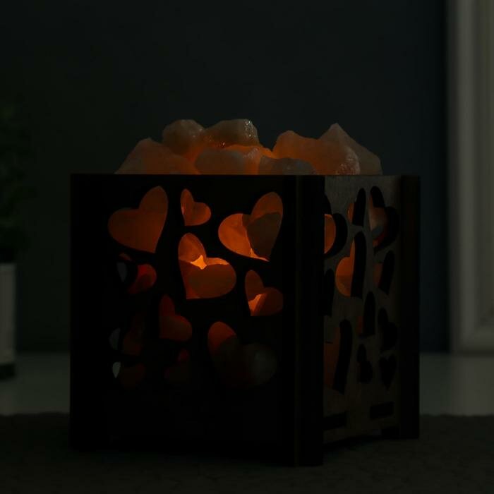 Соляной светильник с диммером "Корзина. Сердца" малый 1,4кг, 15Вт, 15х12х12 см - фотография № 4
