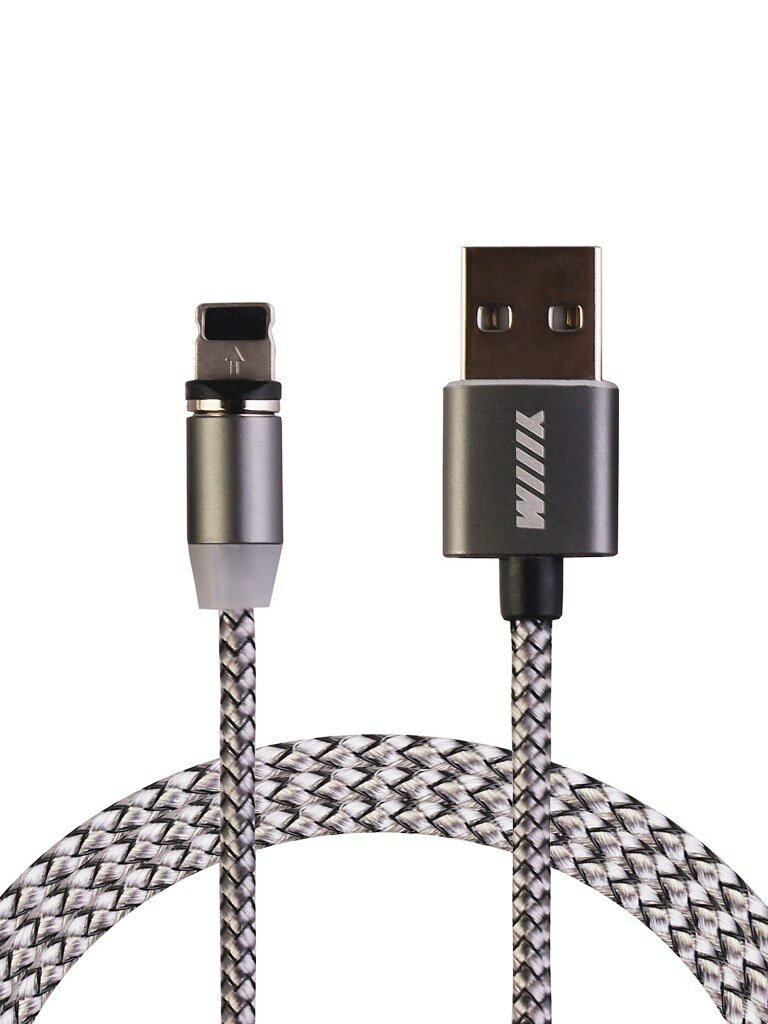 Кабель usb-lightning магнитный серебряный 1м wiiix