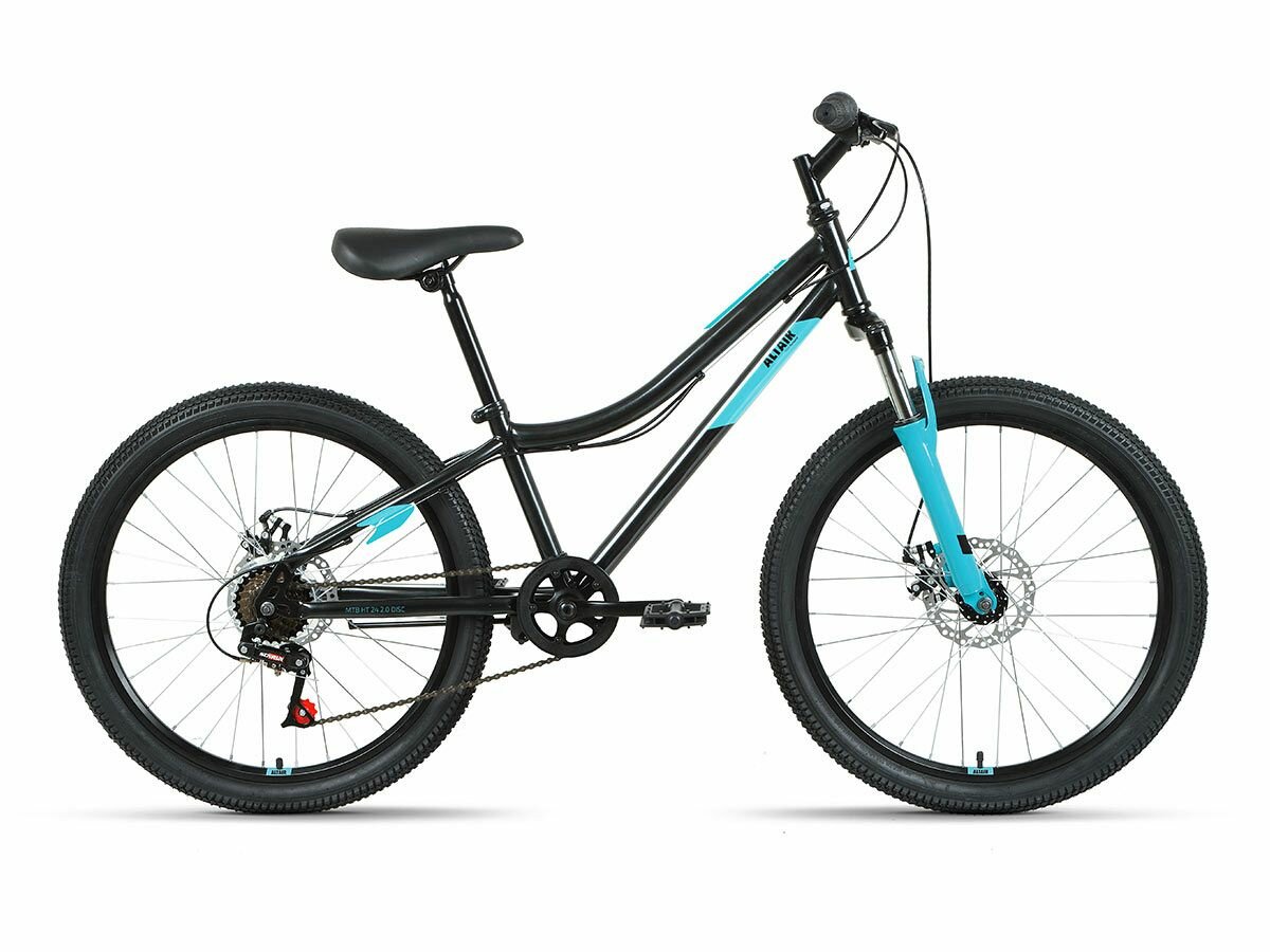 Велосипед ALTAIR MTB HT 2.0 D 24" (2022) (Велосипед ALTAIR MTB HT 24 2.0 D (24" 6 ск. рост. 12") 2022, черный/бирюзовый, RBK22AL24094)