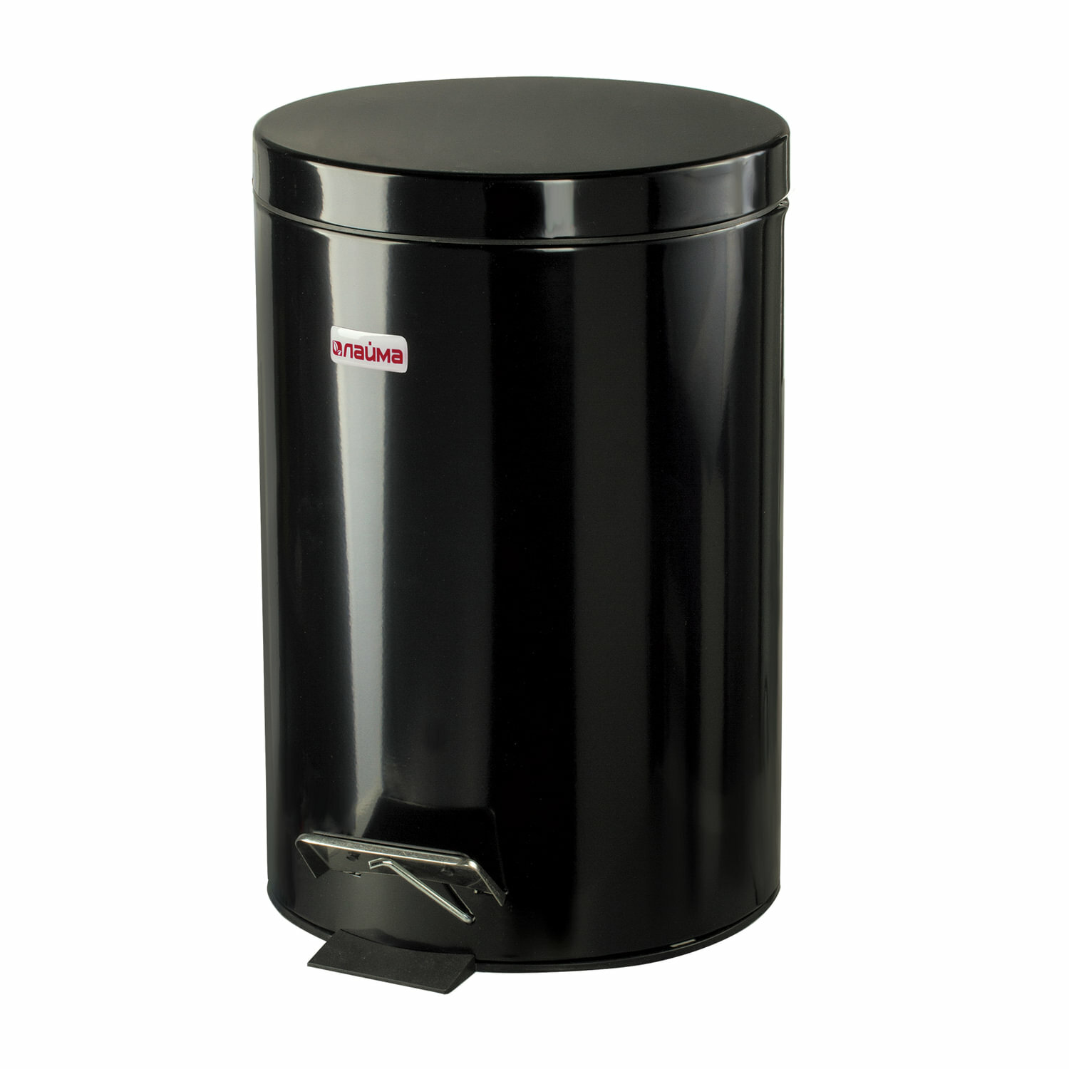 Ведро-контейнер для мусора (урна) с педалью LAIMA "Classic", 12 л, черное, глянцевое, металл, со съемным внутренним ведром, 602850 - фотография № 1