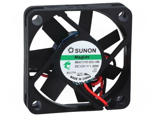 Вентилятор SUNON MB45101V2-000U-A99 осевой 12 В DC 45 х 45 х 10 мм 0.105 А 1.26 Вт Vapo 5000 об/мин 2 провода 1шт