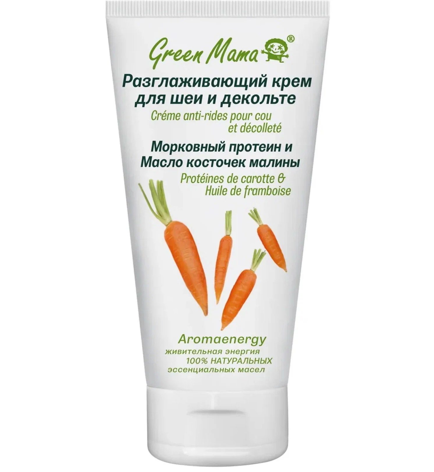 Грин Мама / Green Mama - Крем разглаживающий для шеи и декольте Морковные протеин 50 мл