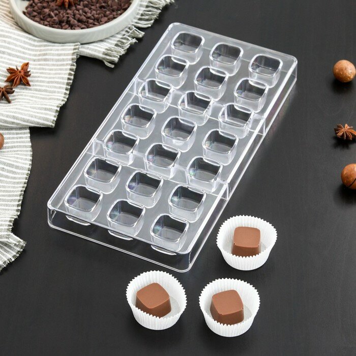 Форма для шоколада и конфет KONFINETTA «Куб», 27,5×13,5×3 см, 21 ячейка, ячейка 2,5×2,5 см - фотография № 1