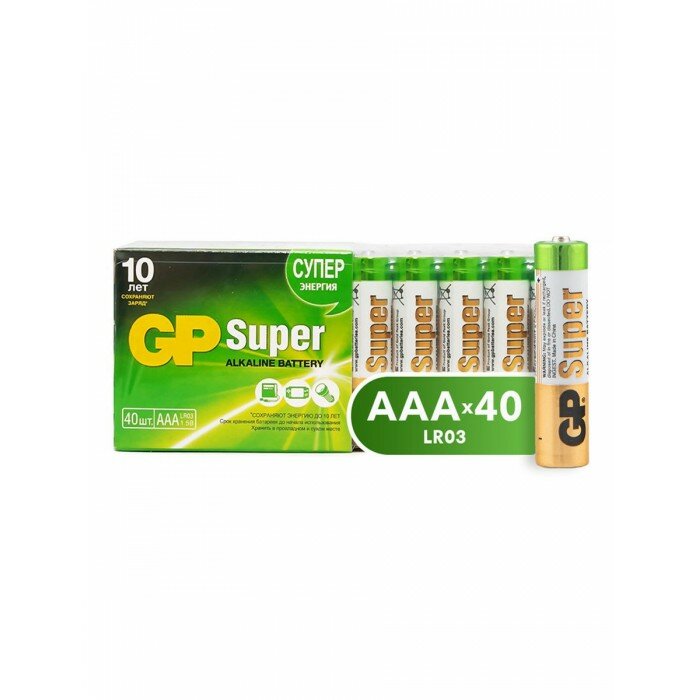 Упаковка щелочных батареек ААА (LR03) Super Alkaline 40 шт.