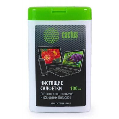 Салфетки Cactus CS-T1005 для планшетов и смартфонов малая туба 100шт влажных .