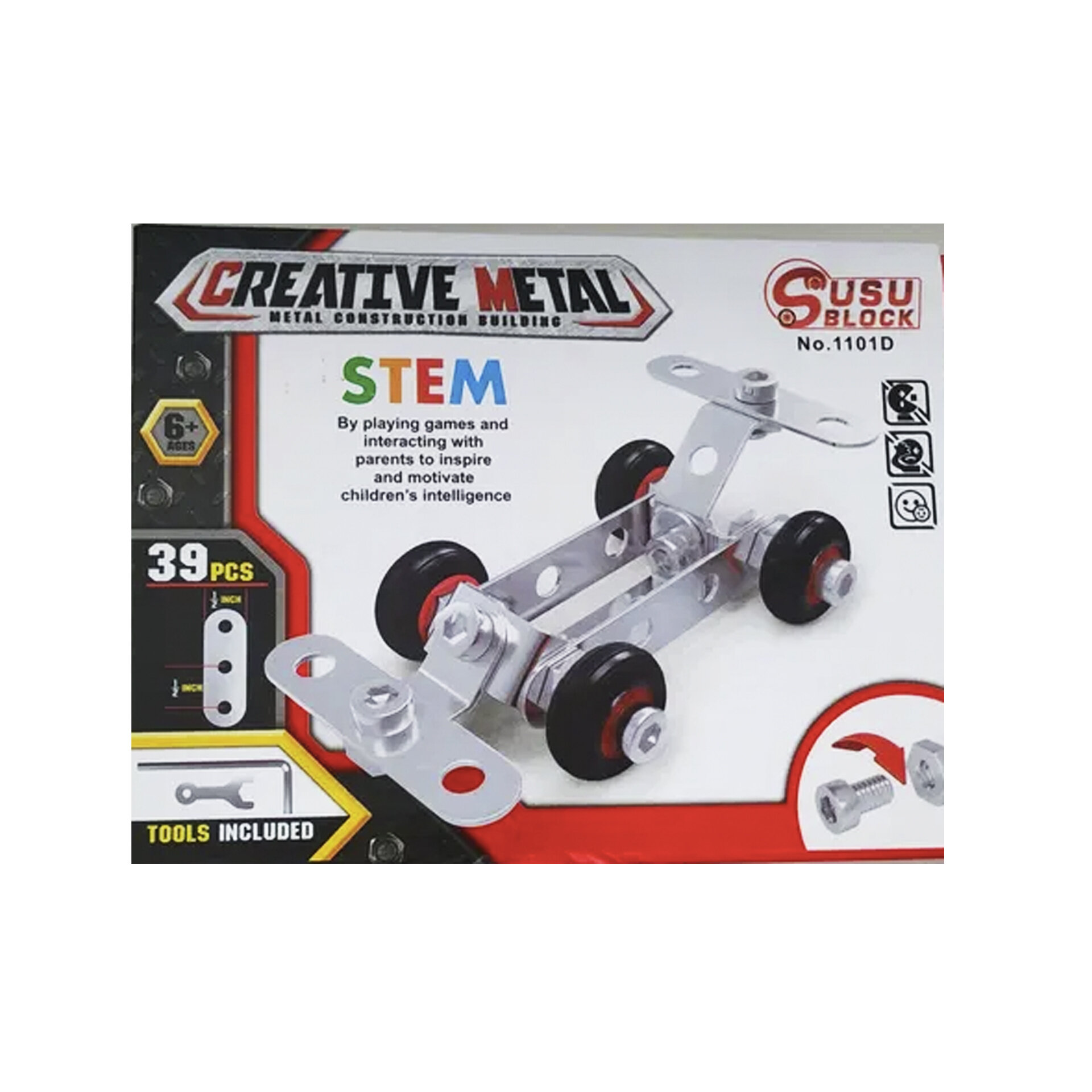 Металлический конструктор машинка Creative Metal 39 деталей